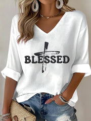 Women's BLessed Cross Waffle T-shirt