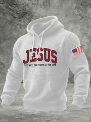 Men's Jesus The Way The Truth The Life Checkered Cotton Hoodie