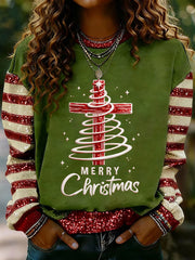 Women's Christmas Cross Print Casual Sweatshirt