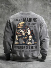 Men's Once A Marine By Duty Forever A Warrior Of Christ By Faith Printed Casual Sweatshirt