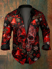 Men's Vintage Christmas Skull Long Sleeve Shirt
