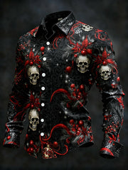 Men's Vintage Christmas Skull Long Sleeve Shirt