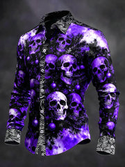 Men's Vintage Christmas Skull Long Sleeve Shirt