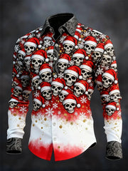 Men's Vintage Christmas Skull Long Sleeve Shirt