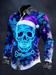 Men's Vintage Christmas Skull Long Sleeve Shirt
