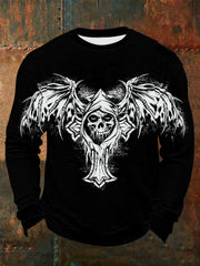 Men's Vintage Skull Waffle Long Sleeve T-Shirt