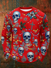 Men's Vintage Christmas Skull Waffle Long Sleeve T-Shirt