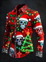 Men's Vintage Christmas Skull Long Sleeve Shirt