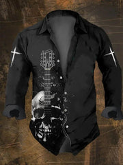 Men's Vintage Skull Faith Cross Long Sleeve Shirt