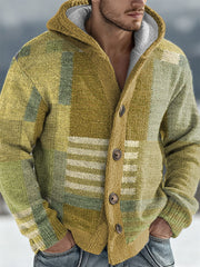 Men's Geometric Art Hooded Cardigan