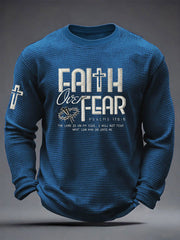 Men's Faith Over Fear The Lord Is On My Side; I Will Not Fear Waffle Long Sleeve T-Shirt