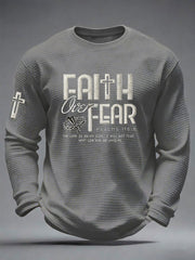 Men's Faith Over Fear The Lord Is On My Side; I Will Not Fear Waffle Long Sleeve T-Shirt