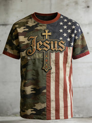 Men's Vintage Christian Jesus Cross Short Sleeve T-shirt