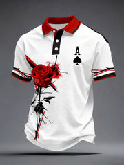 Men's Spade A Poker Red Rose Tops