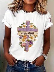 Women's Faith Plants Flowers Printed T-shirt