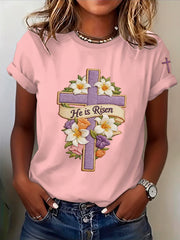 Women's Faith Plants Flowers Printed T-shirt