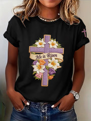 Women's Faith Plants Flowers Printed T-shirt