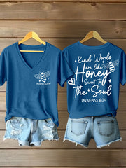 Women's 'Kind Words Are Like Honey' Printed Casual T-Shirt