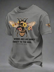Men's 'Kind Words Are Like Honey' Printed Casual T-Shirt
