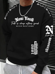 Men's Talk Is Cheap Actions Speak Never Back Down Crew Neck Sweatshirt