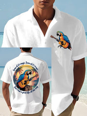 Men's Some Of It’s Magic Some of It’s Tragic, But I Had A Good Life,All The Way Parrot Guitar Print Casual Waffle Short-Sleeve Shirt