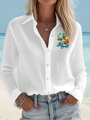 Women's I'm Retired It's 5 O'clock Everywhere Parrot Print Casual Shirt