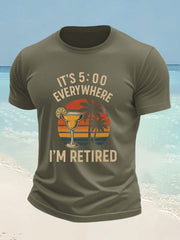 Men's beach vacation Day imitation cotton short-sleeved T-shirt