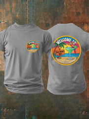 Men's beach vacation Day imitation cotton short-sleeved T-shirt