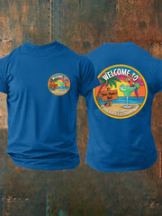 Men's beach vacation Day imitation cotton short-sleeved T-shirt