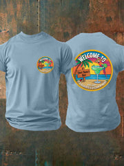 Men's beach vacation Day imitation cotton short-sleeved T-shirt