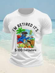 Men's I'm Retired It's 5 O'clock Everywhere Parrot Print Casual Tee