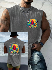 Men's It's 5 O'clock Everywhere Parrot Print Casual Tank Top