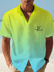 Men's beach vacation Day Parrot Print Casual Waffle Pocket Shirt