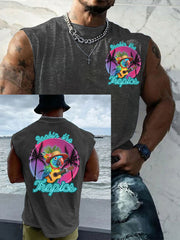 Men's Funny Tropical Parrot Print Casual Tank Top