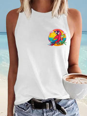 Women's I'm Retired It's 5 O'clock Everywhere Parrot Print Casual Vest