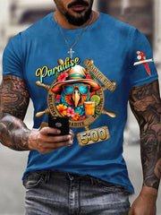 Men's Always Happy Hour Paradise It's 5 o'clock Parrot Print Casual Short Sleeve Tee