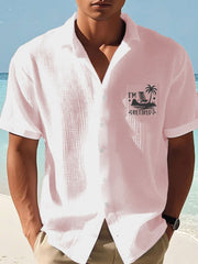 Men's beach vacation Day Parrot Print Casual Waffle Pocket Shirt