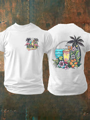 Men's It's 5:00 Somewhere Always Happy Hour Paradise Parrot Print Casual Short Sleeve Tee