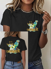 Women's It‘s 5 O'clock Everywhere Print Casual Iron On Short Sleeve T-Shirt