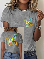 Women's It‘s 5 O'clock Everywhere Print Casual Iron On Short Sleeve T-Shirt