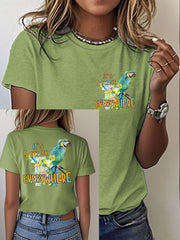 Women's It‘s 5 O'clock Everywhere Print Casual Iron On Short Sleeve T-Shirt