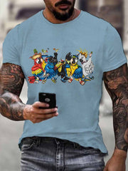 Men's beach vacation Day imitation cotton short-sleeved T-shirt