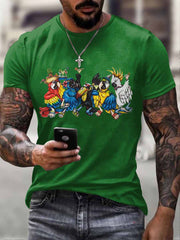 Men's beach vacation Day imitation cotton short-sleeved T-shirt