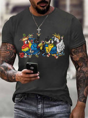 Men's beach vacation Day imitation cotton short-sleeved T-shirt