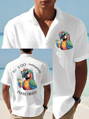 Men's I'm Retired It's 5 O'clock Everywhere Parrot Print Casual Waffle Short-Sleeve Shirt