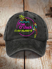 Unisex It's 5 O'clock Everywhere Parrot Print Hat