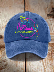 Unisex It's 5 O'clock Everywhere Parrot Print Hat