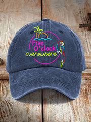 Unisex It's 5 O'clock Everywhere Parrot Print Hat