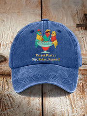 Unisex Parrot Party: Sip, Relax, Repeat! Hat