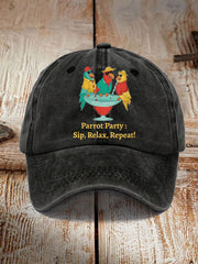 Unisex Parrot Party: Sip, Relax, Repeat! Hat